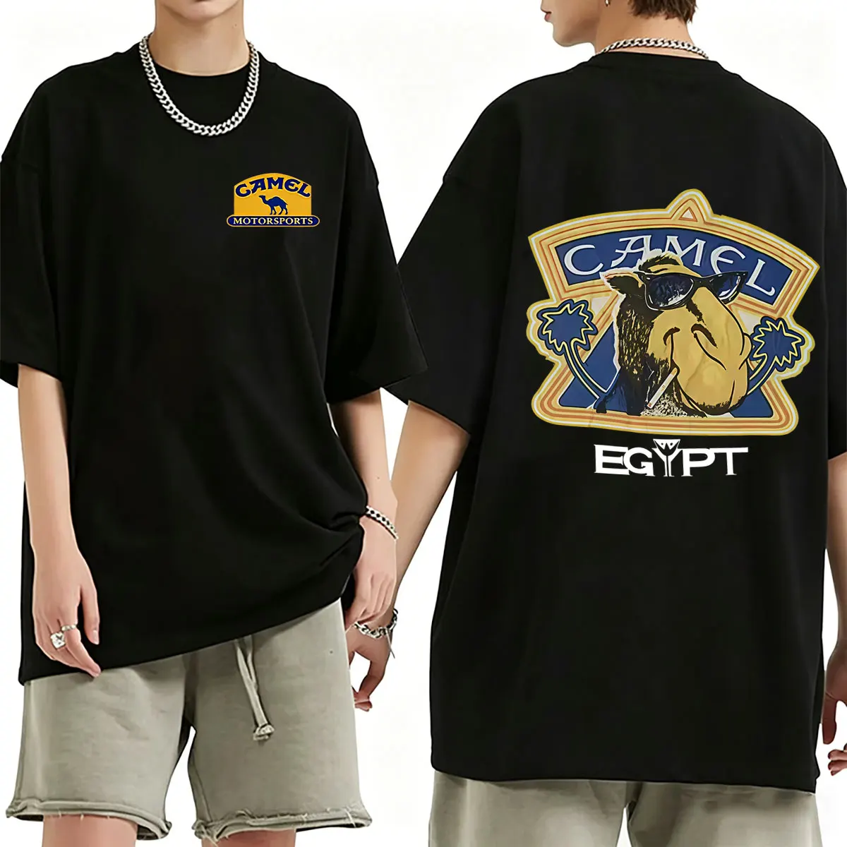 Camel Motorrad Auto Klassisches T-Shirt Unisex Hochwertige Weiche Baumwoll-T-Shirts Sommer Herren Damen Lässiges Oversized T-Shirt Oberteile