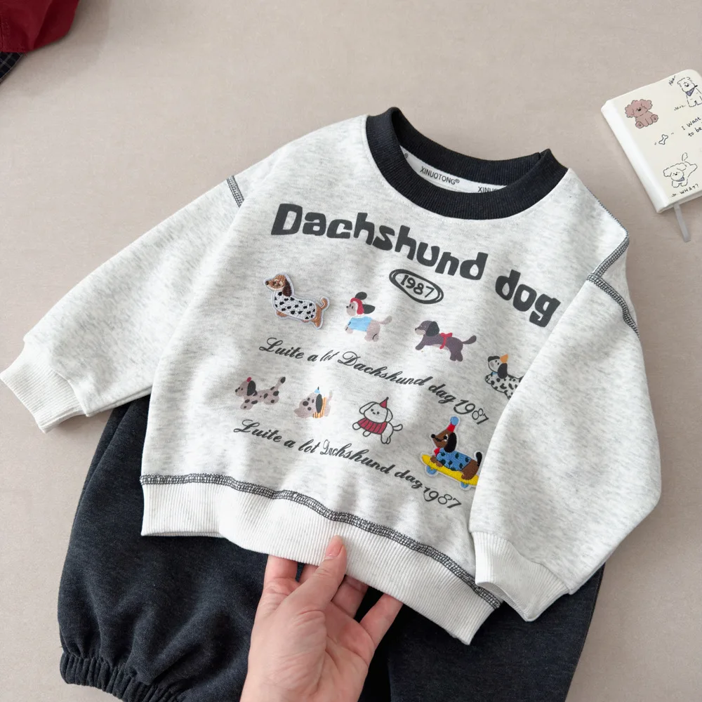 2026 Herbst Kinderbekleidungssets Baby Jungen Mädchen Cartoon Welpen-Print Rundhals-Sweatshirt+Hose 2-teilige Kinder-Freizeitanzüge – Detail 2
