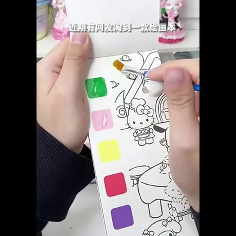 Sanrio Children\'s Coloring Book Fill Painting Watercolor Painting Kindergarten Baby Painting This Can Do Bookmark Wholesale