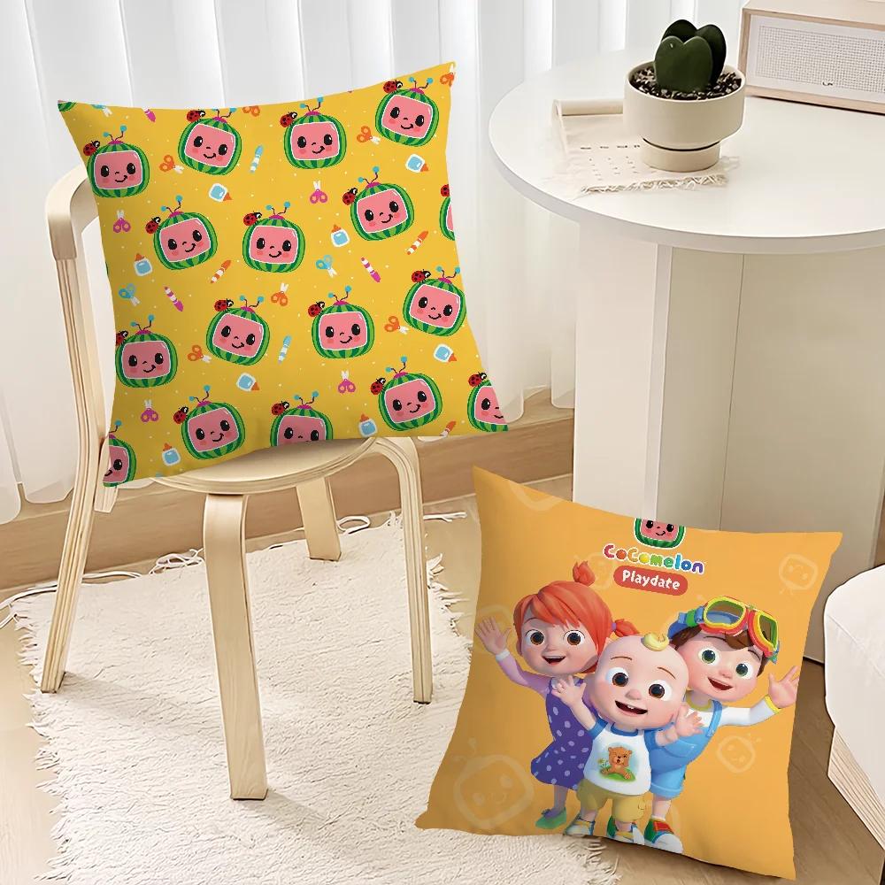 Cute Baby C-CoComelonS Pillow Case Sofa Decorative Home Double-sided Printing Short Plush Cushion Cover