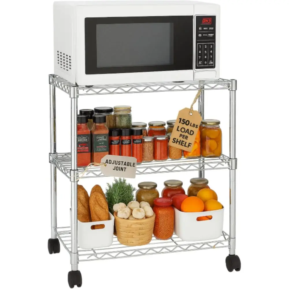 

3 Tier Wire Shelving Unit Storage Rack, Metal Heavy Duty Utility Organizers, Organization Units for Metal Shelves, Pantry, Garag