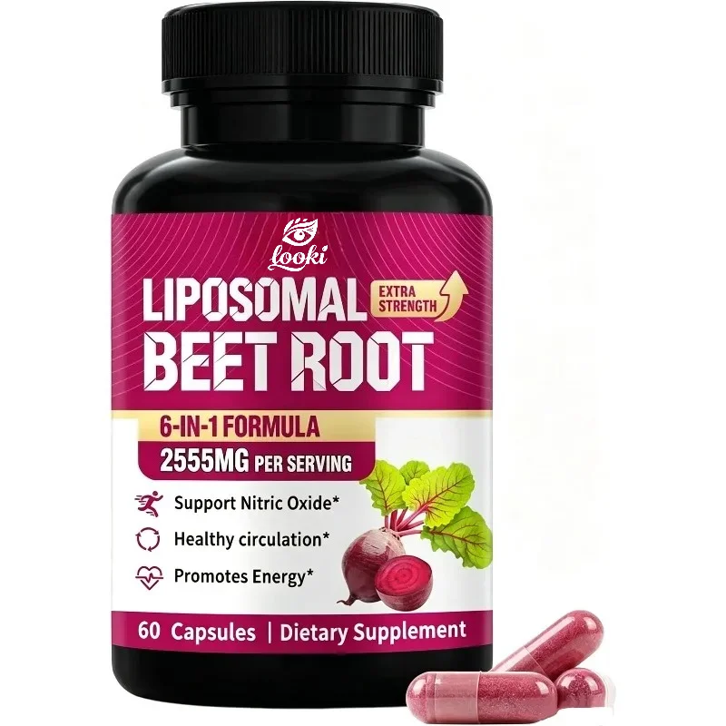 2555mg Beetroot Capsules, Olive Leaves, Hawthorn Fruit, Vegetarian, 60 Capsules
