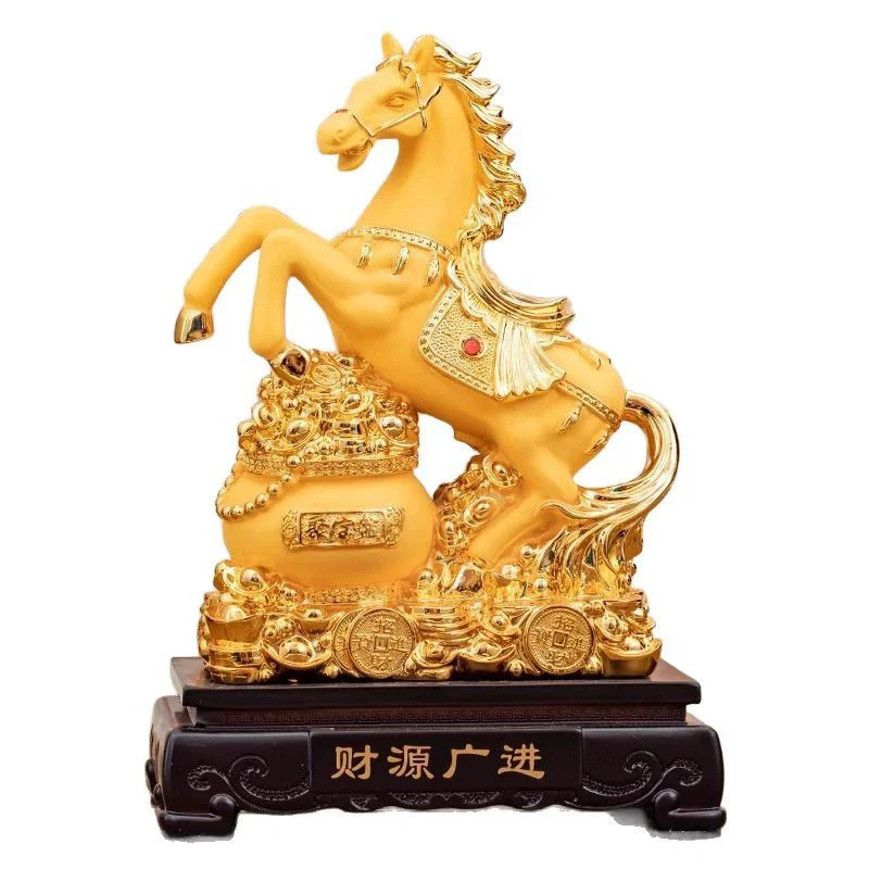 Gold Horse Home Decor Resin Crafts Porcelain Animal Figurines Wedding Decoration Lovers Gift