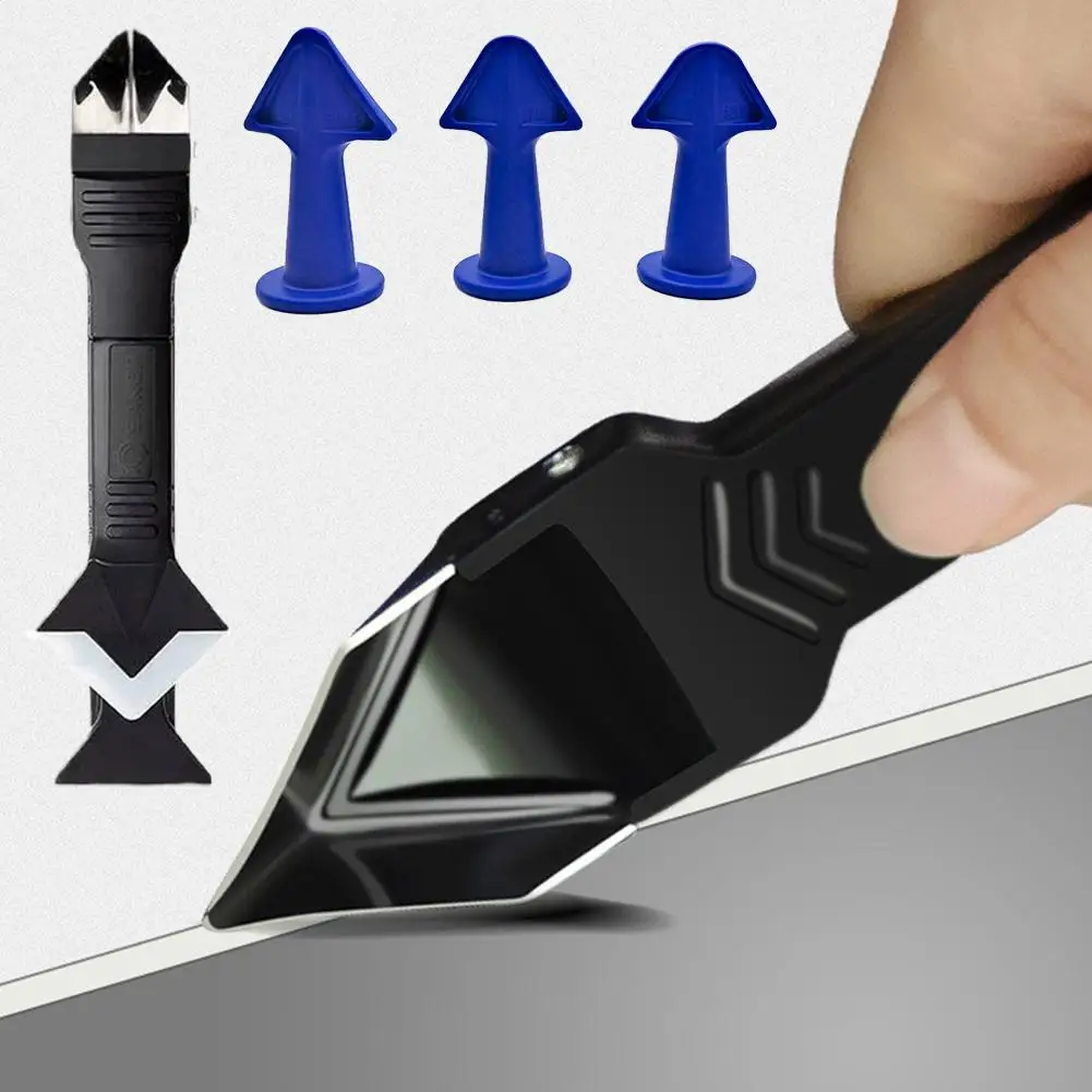 3-in-1 Caulking Tool Set 3 Nozzles Scraper Smoother For Sealant Silicone Grout Finishing