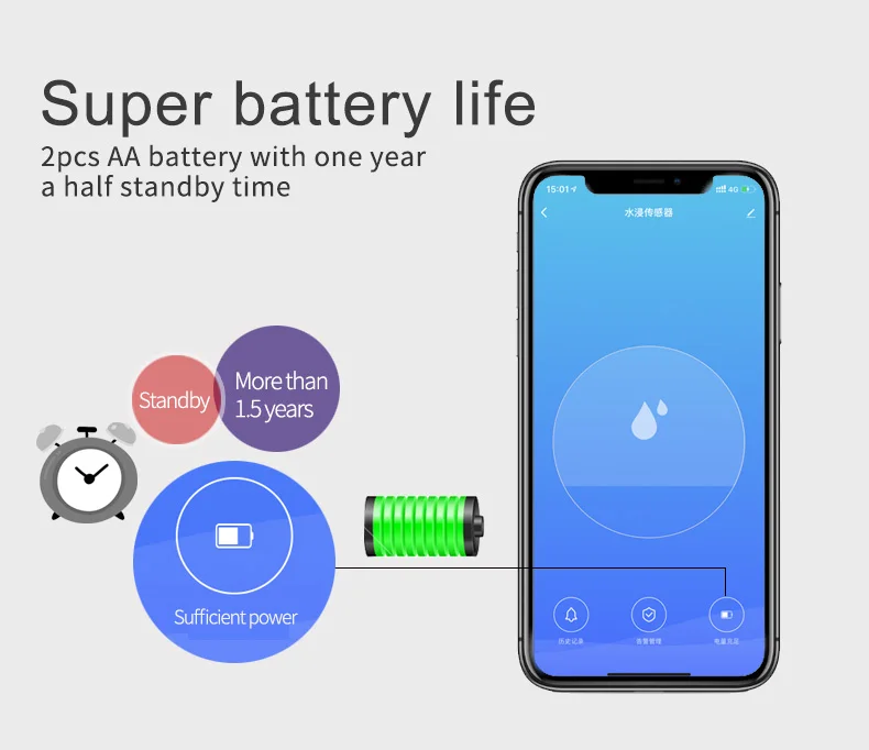 WiFI Wasserleckdetektor Überschwemmungssensor Home 80DB Drahtloser Alarm Tuya Smart Life App Fernbedienung Automatisches Sicherheitssystem – Detail 10