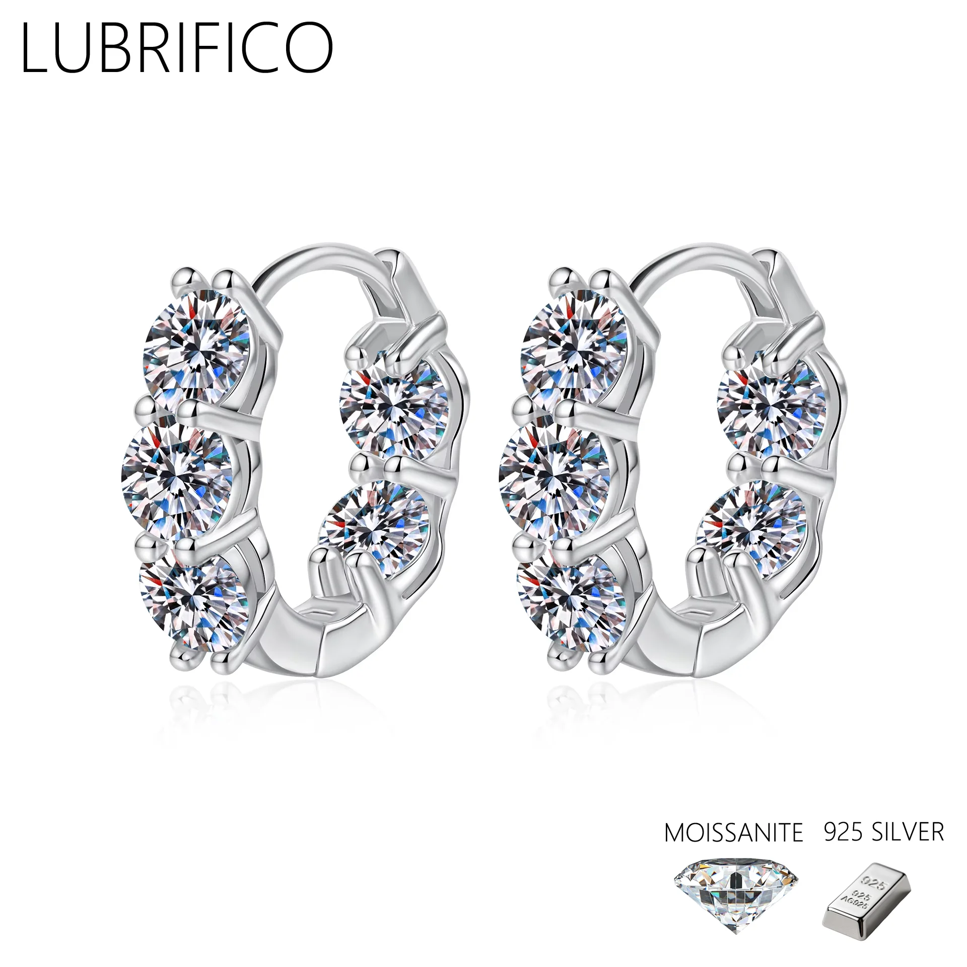 

4.0 Ct D Color Moissanite Ear Clip Earrings 925 Sterling Silver Lab Diamond Earriing For Women Fine Jewelry Wedding Party