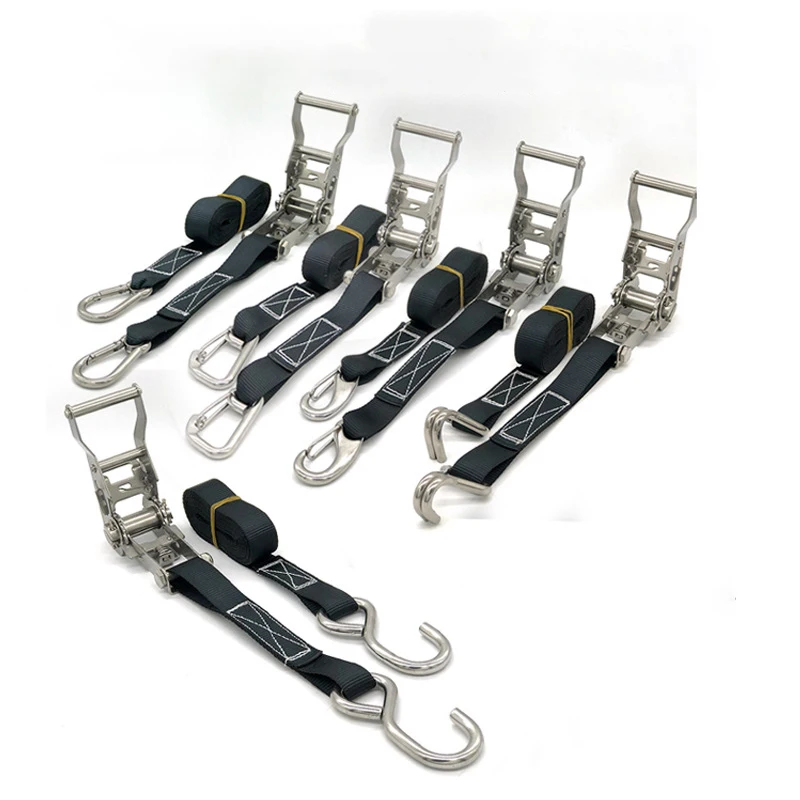Direct Sale 1 Inch 25mm Black Endless Winder Stainless Steel L/ock Ratchet Tie down Strap with No Hook Polyester Material