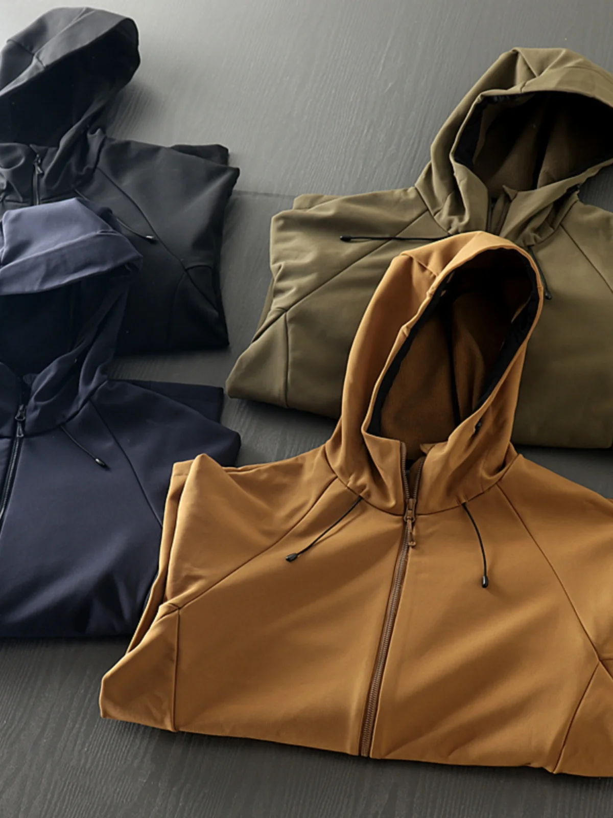 

Outdoor Men's Fce Lined Soft ell Jaet Windproof Waterproof Warm Hooded Coat Trendy Long Sve Loose Fit Youth Jaet