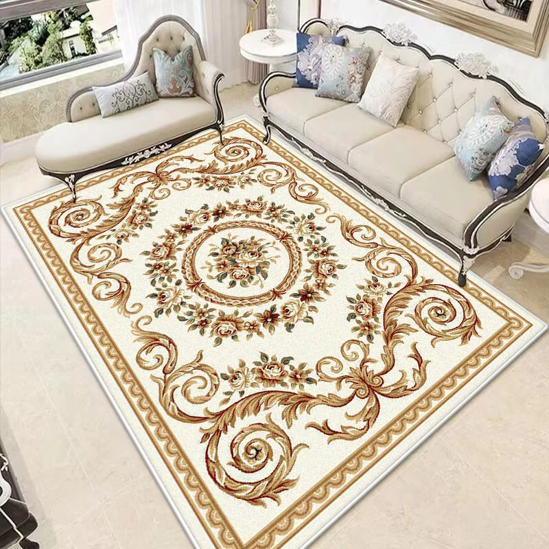 

Золотой ковер в европейском стиле для гостиной, роскошная спальня, гардеробная, украшение для гостиной, большой размер, моющийся нескользящий напольный коврик