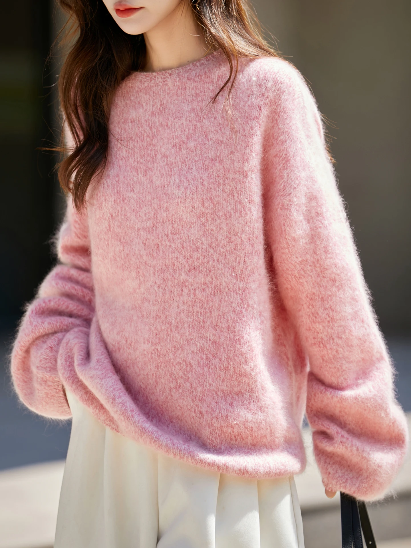 

Женский шерстяной свитер TLOML с круглым вырезом, с цветочным узором, из 100% плюшевой мериносовой шерсти, вязаный, осенне-зимний, мягкий, повседневный, свободный, в стиле «ленивый шик»