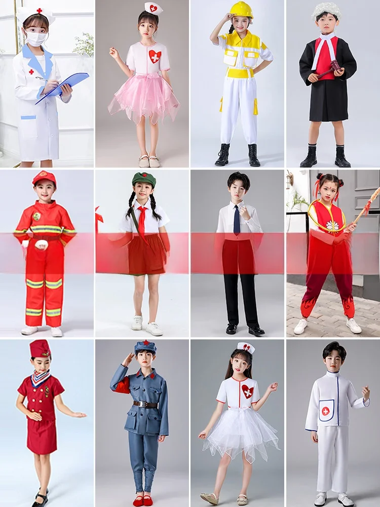 

Children's Firefighter Role Play Costume Little Doctor Nurse Suit Space Air Force orms Polyester Fiber Stage Performance ...