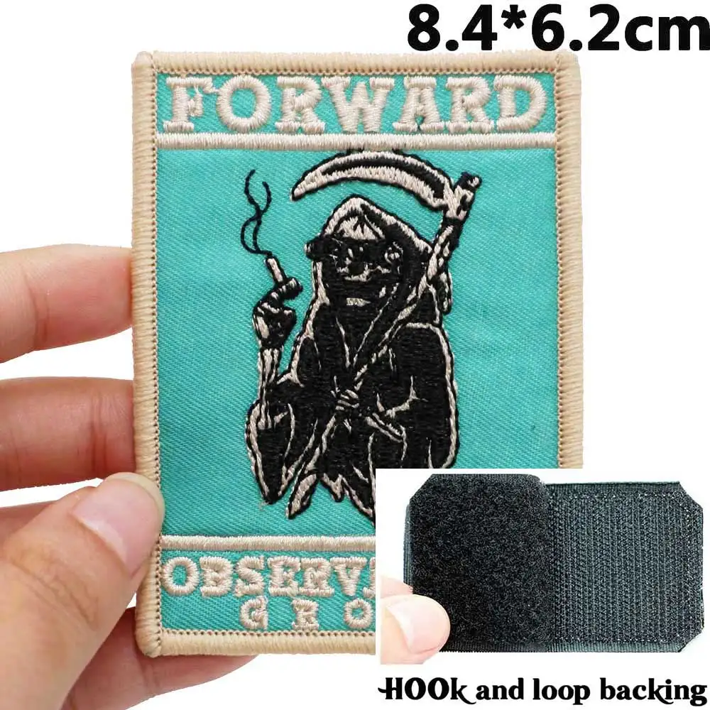 Forward Observations group Badge Embroidered Applique Sewing Label punk biker Patches with hook backing