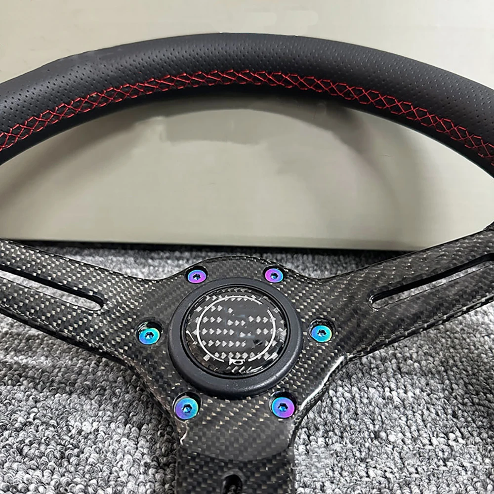 New Carbon Fiber Shallow Concave Steering Wheel Modification 14 Inch 350MM Quick Release Steering Wheel Accessories Universal  ﻿