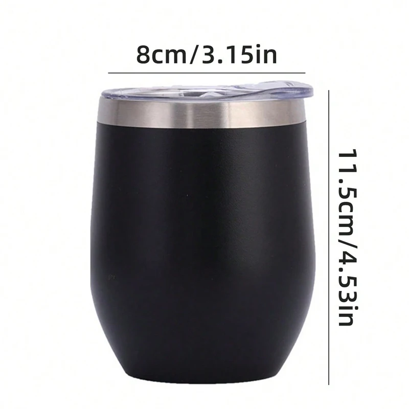 12oz Eggshell Cup Double-layer Stainless Steel Insulated Cup Vacuum Red Wine Egg Cup Coffee Tumbler With Lid