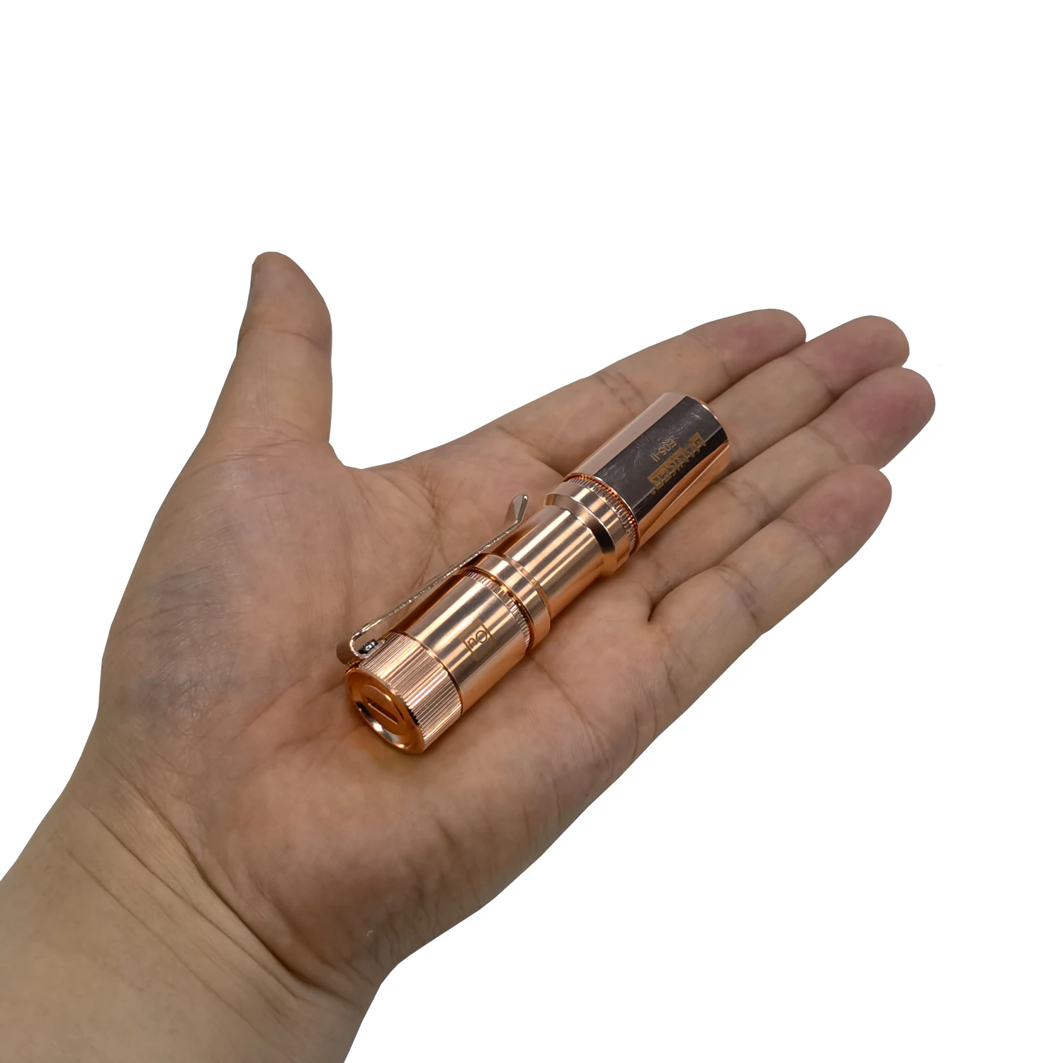 E05 II Cu 1300 Lumens Copper Flashlight High Output Every Day Carry Pocket EDC Flashlight with Deep Carry Clip