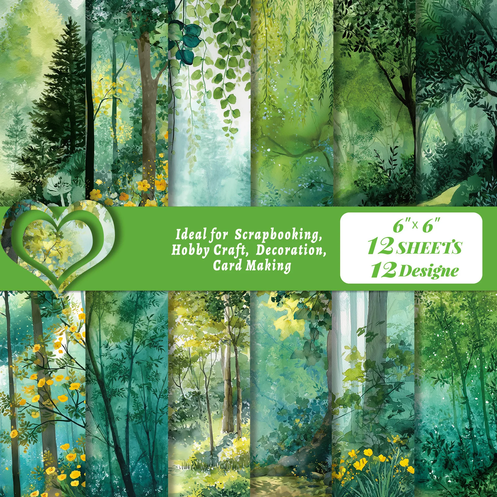 

12 Sheets/book Vintage Tree Flower Landscape Material Paper Creative DIY Junk Journal Collage Scrapbooking Stationery