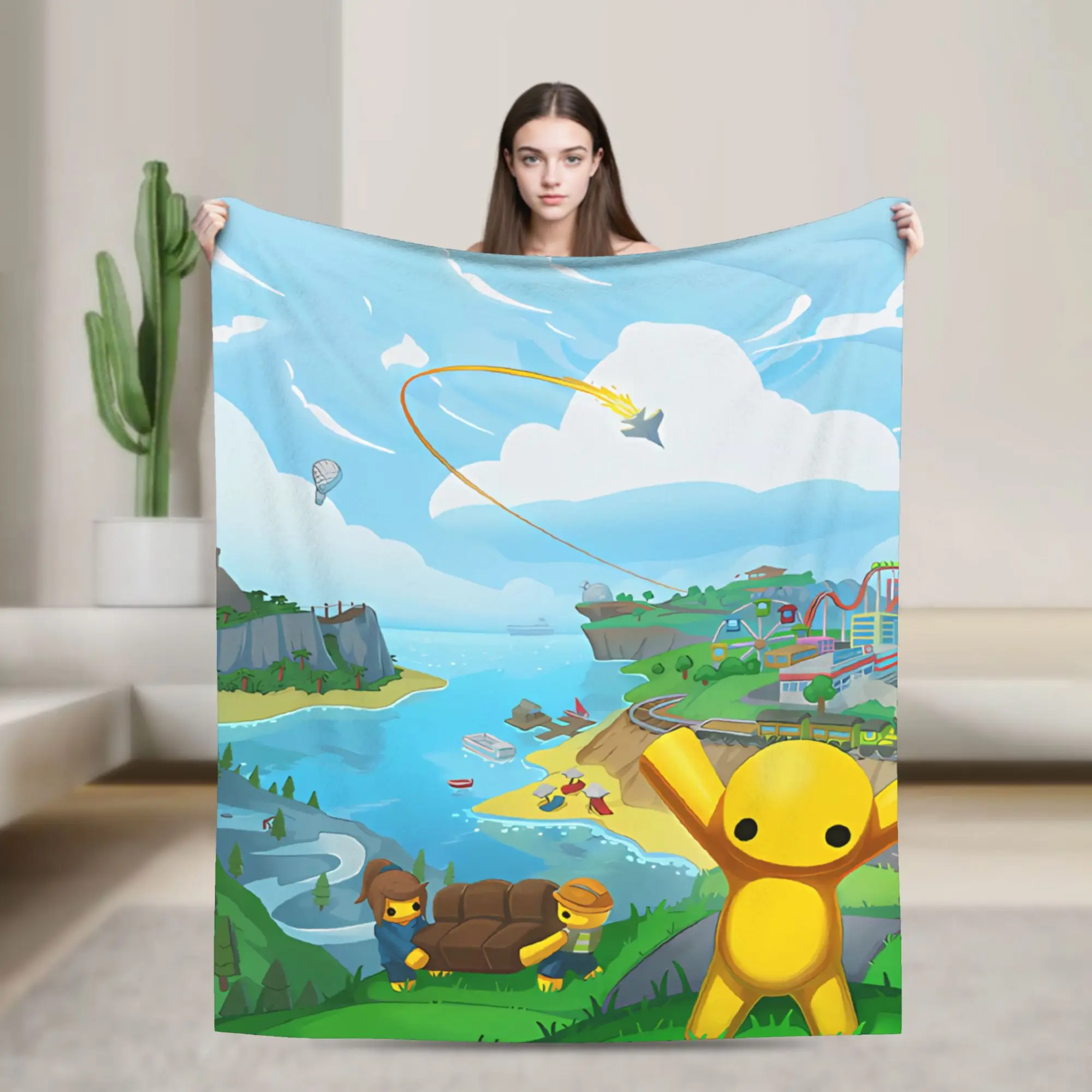 Bright Wobbly Life Island Vacation Blanket Warm Comfortable Plush Throw Blanket For Outdoor Decorative Flannel Bedspread Bed