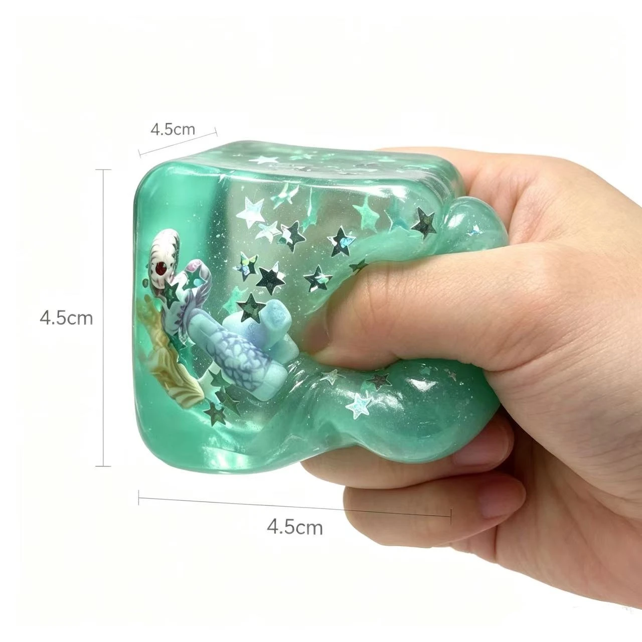 Ocean Ice Cube Squishy Toy Transparent Glitter Slow Rising Fidget Toy Stress Relief Sensory Toy for Kids Adults Office School