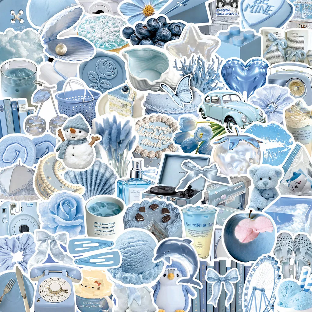 100Pcs Minimalist Stickers Blue Small Items Decor Stickers for Notebook Phone Case DIY Scrapbooking Giajar Sticker Store