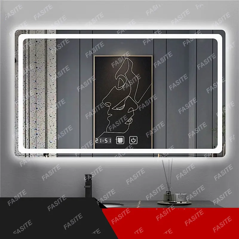 

Rectangular Design Mirror Smart Full Body Shower Makeup Bathroom Mirror Backlight Illuminated Espejo Inteligente Indoor Supplies