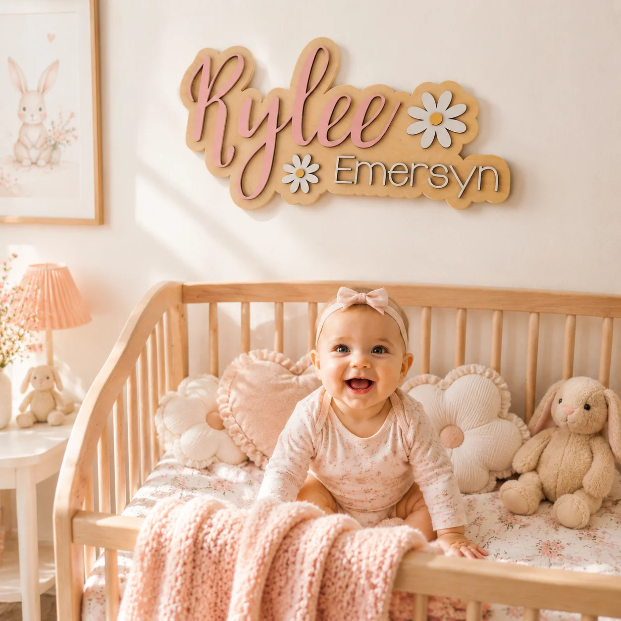 Personalized Daisy Name Sign, Floral Nursery Decor, Name Sign for Girls Room, 3D Wooden Name Sign Newborn Name Sign, wooden Sign