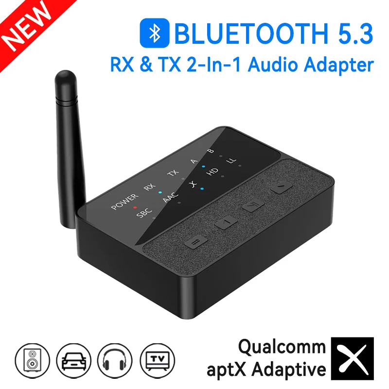 Bluetooth 5.3 Audio Receiver Transmitter Qualcomm aptX HD/LL Hifi Stereo Music Adapter RCA/AUX/USB-C For PC TV Speaker Headset