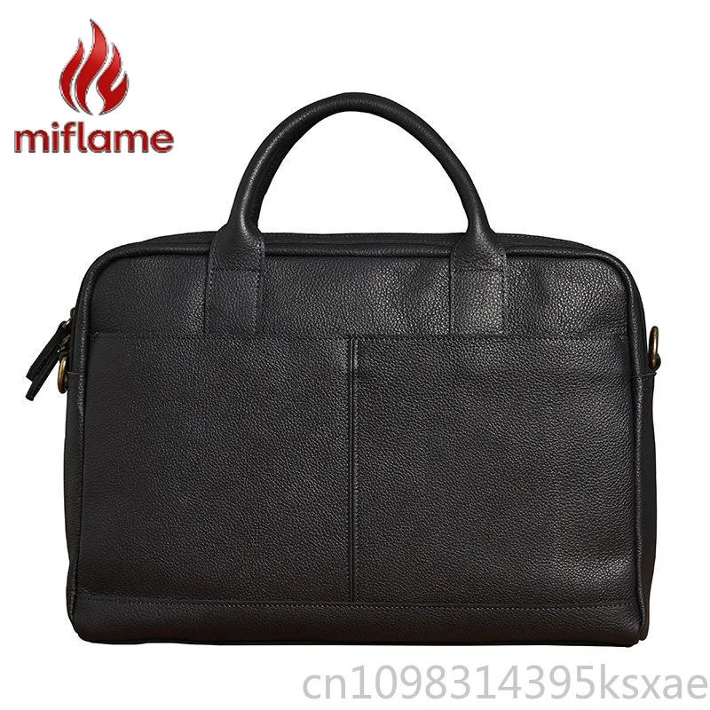 

Men's Leather Briefcase Luxury Handbag Purse Top Grain Genuine Large Capacity Laptop Crossbody Bag for Business Casual Office