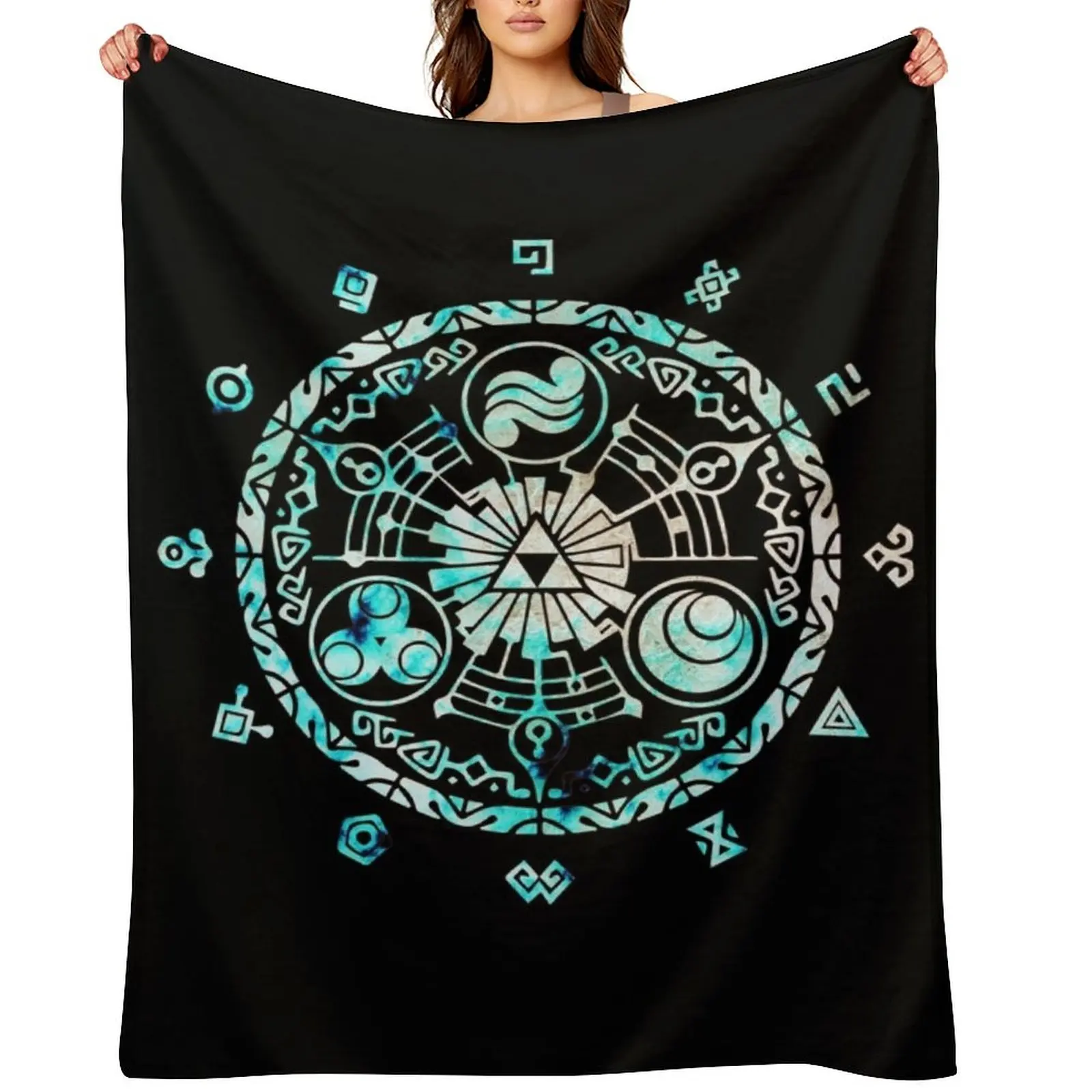 

zelda circle blue Throw Blanket Furrys Luxury Throw Soft Big Thins Blankets