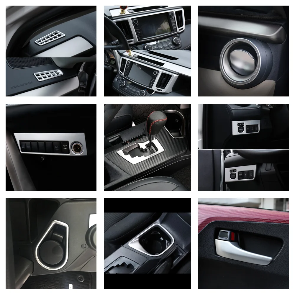 LHD Interior For Toyota RAV4 Rav 4 2016 2017 -2018 Car Side Air Door Handle Pul  Window Switch Control Gear Shift Gps Cover Trim