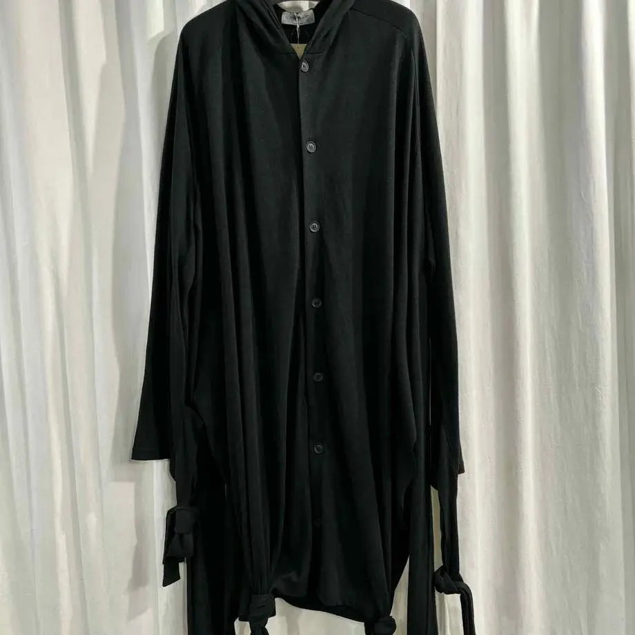 

TOP-YAMAMOTO ® Black Asymmetric Flowing Collar Unisex Long-Sleeved Sweatshirt Cool-Style Jacket