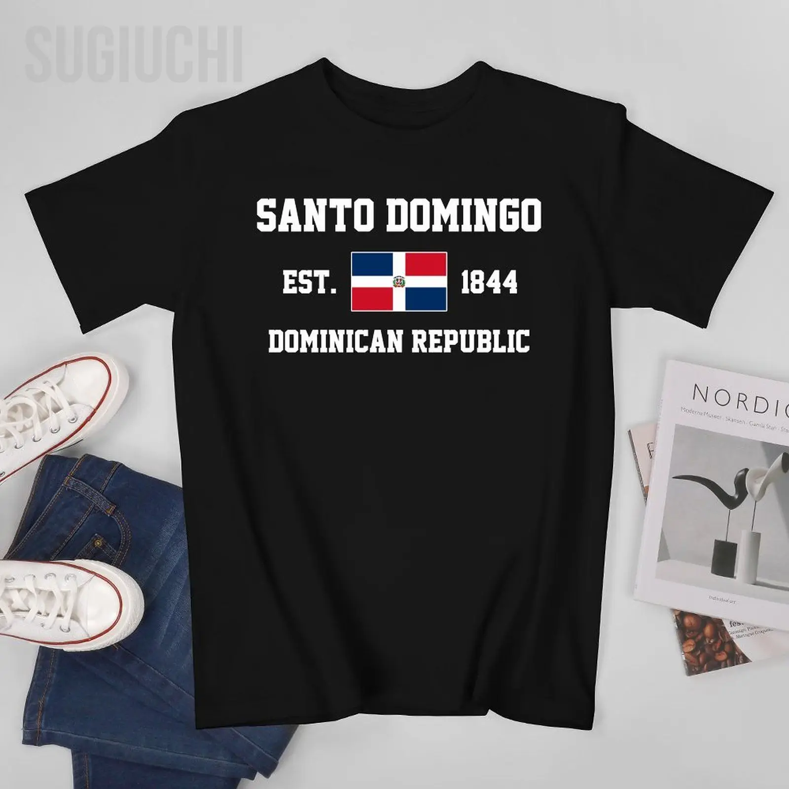 Patriotic Flag Dominican Republic EST.1844 Santo Domingo Men Tshirt Tees T-Shirt O-neck T Shirts Women Boys Clothing 100% Cotton