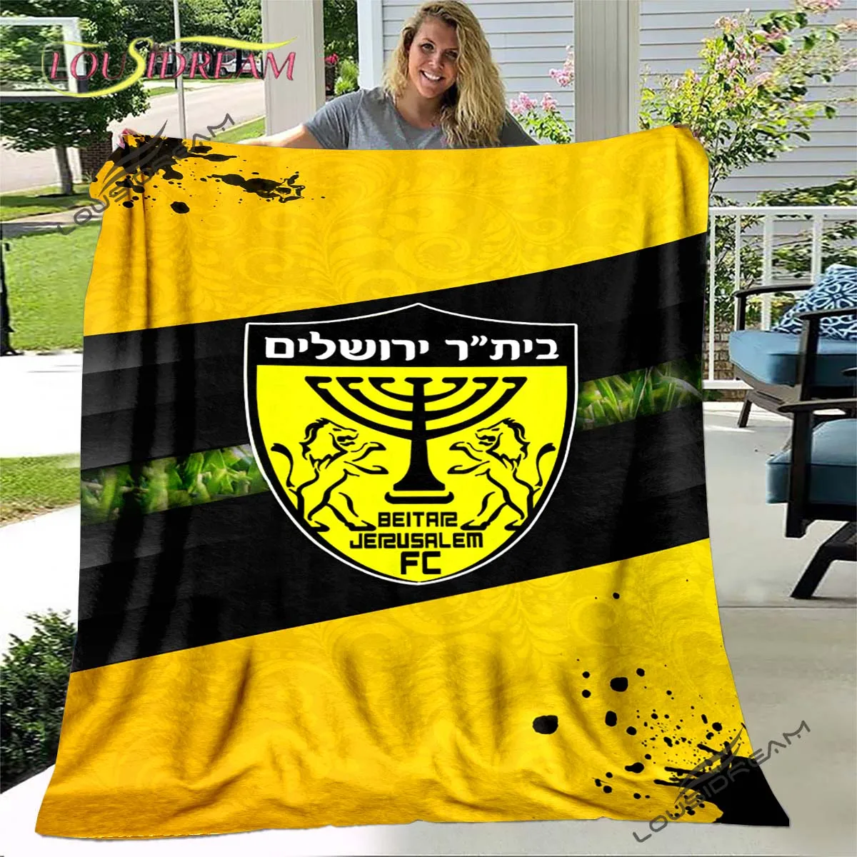 Beitar Jerusalem Fc Plaid For Kids Gift Plush Bed Cartoon Cute Beding Home Decoration Throw Blanket Football Cover