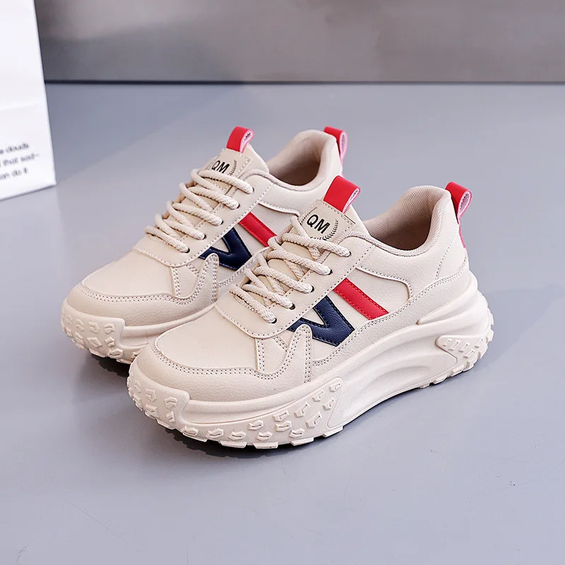 

Trendy Dad Shoes for Women Thick-Soled Versatile Casual Sporty White Board Spring Autumn New