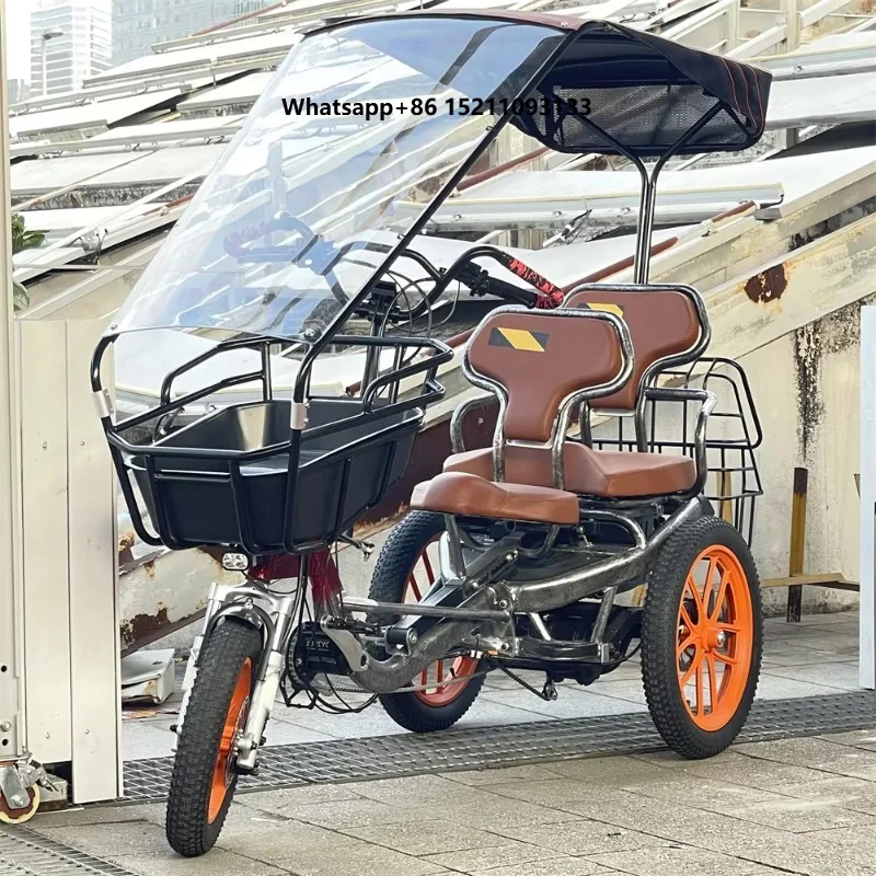 3 Wheels Bike Pedal Assisted Electric Tricycle with Lithium Battery Triple Seat Electric Mobility Scooter Tricycle