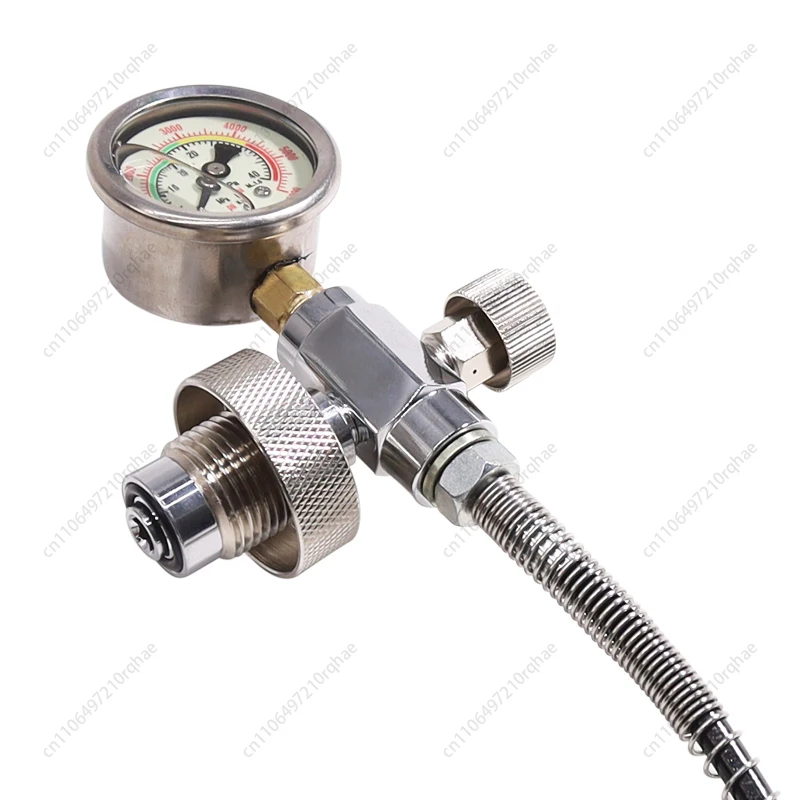 

Diving Fill Station DIN300 Charging Adapter Big Bottle To Small Bottle 5/8 Connector with Gauge Bleed Valve Quick Fitting