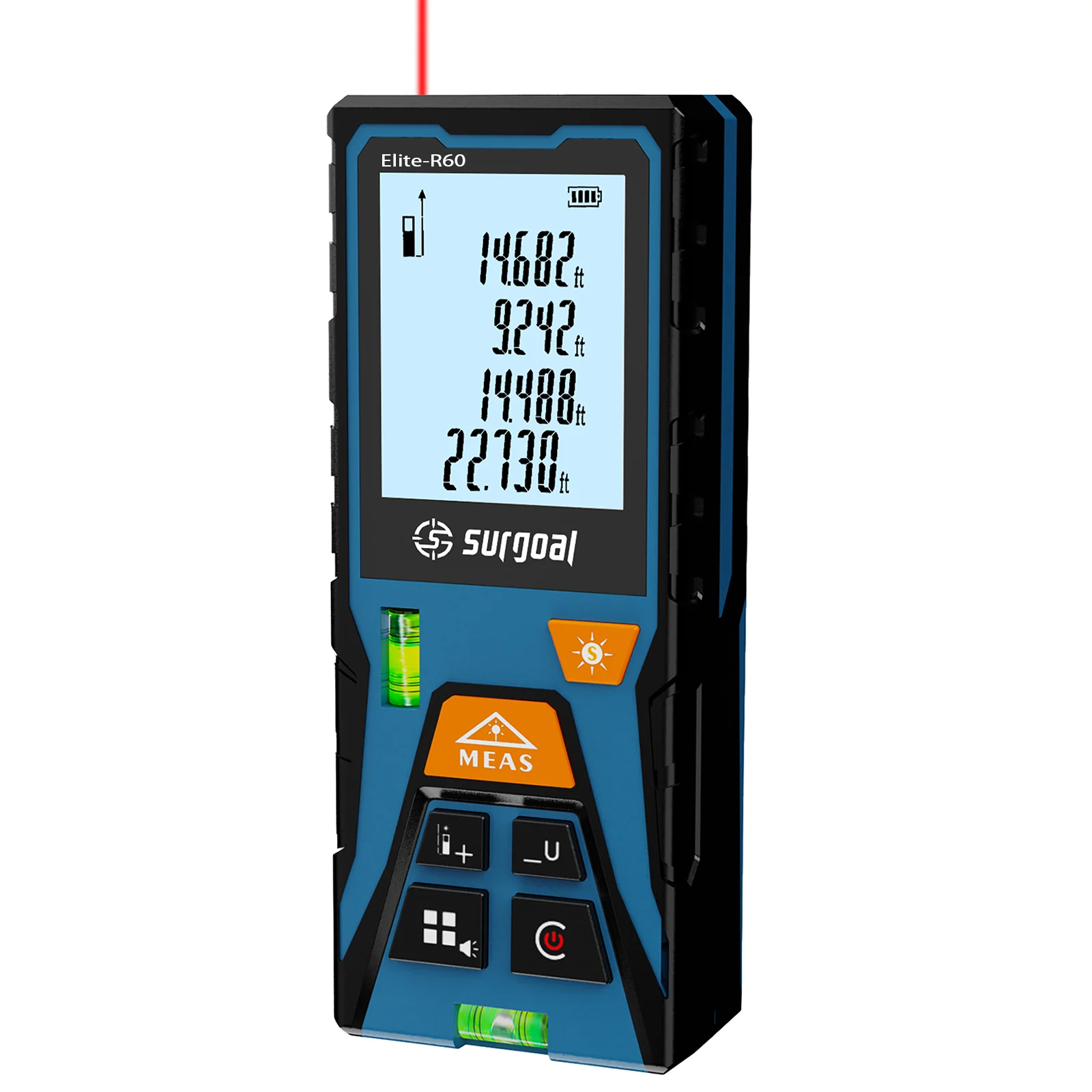 

Handheld Multifunctional Digital Red Laser Rangefinder for Building Measurement with Horizontal Bubbles