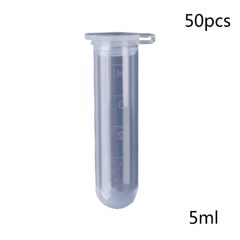 New 50Pcs 5ml Plastic Clear Cap Centrifuge Tubes Vials Sample Lab Container Dropship