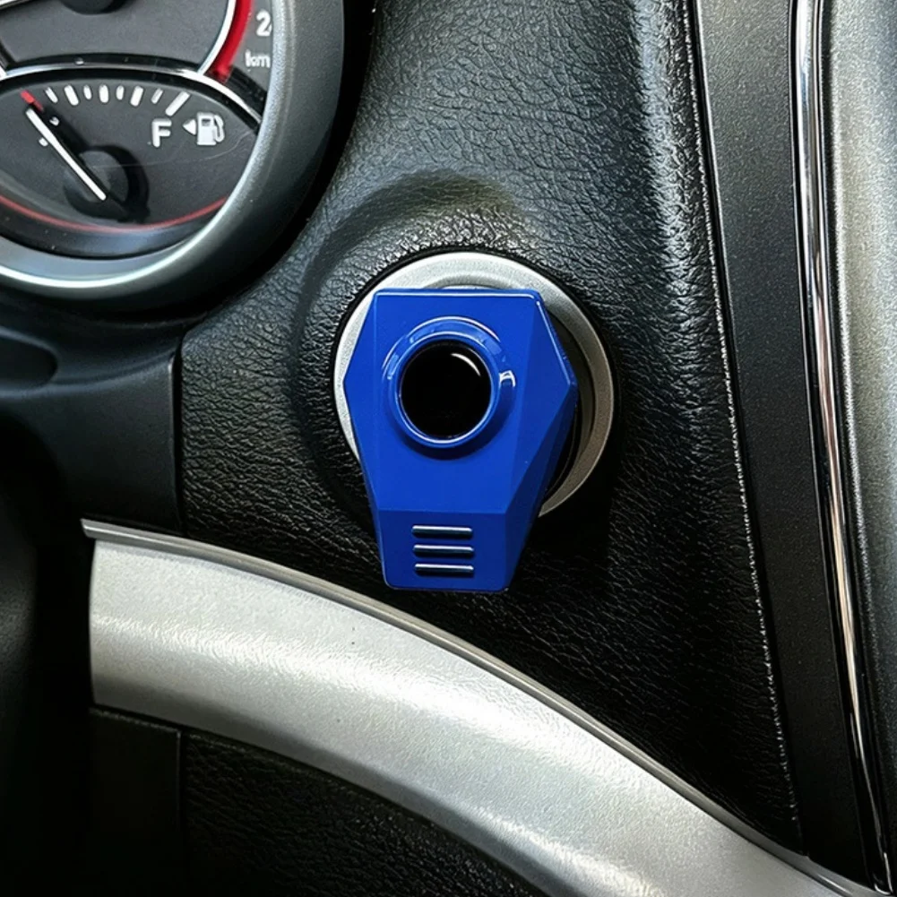 Car Interior Enhancement Button Cover Featuring Aluminum Alloy Build and Textured Carbon Fiber for Wide Range of Cars