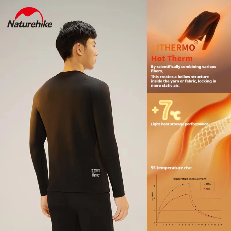 Naturehike Women Men Lightweight Warm Base Layer Set Quick-drying and Keep Warm for Outdoor Hiking Climbing Sports Undershirt