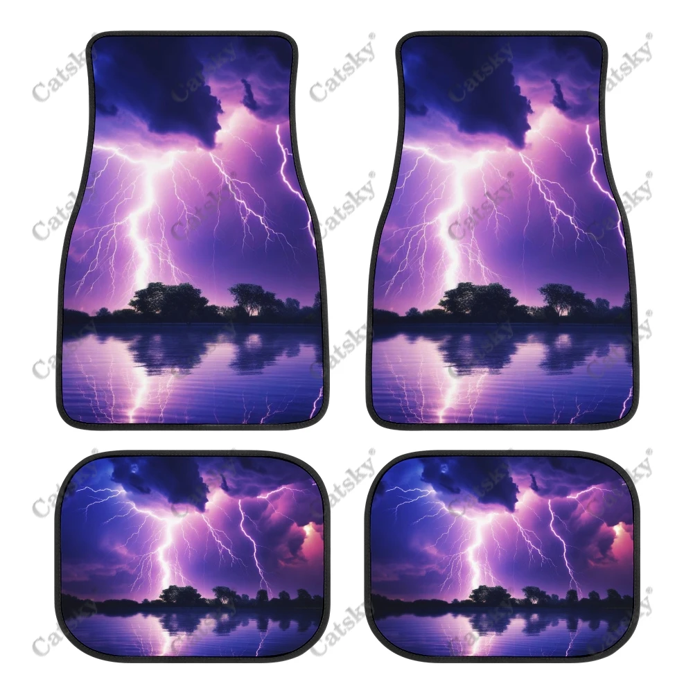 Lightning Thunderstorm Storm Car Auto Floor Mats Carpet, 4PCS Customized Cars Mat All Weather Automotive Vehicle Pad Stylish