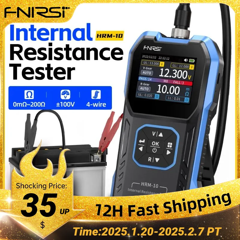 FNIRSI HRM-10 Battery Voltage Internal Resistance Tester 18650 High-precision AC Acid Lithium Lead Car Battery Capacitor Tester