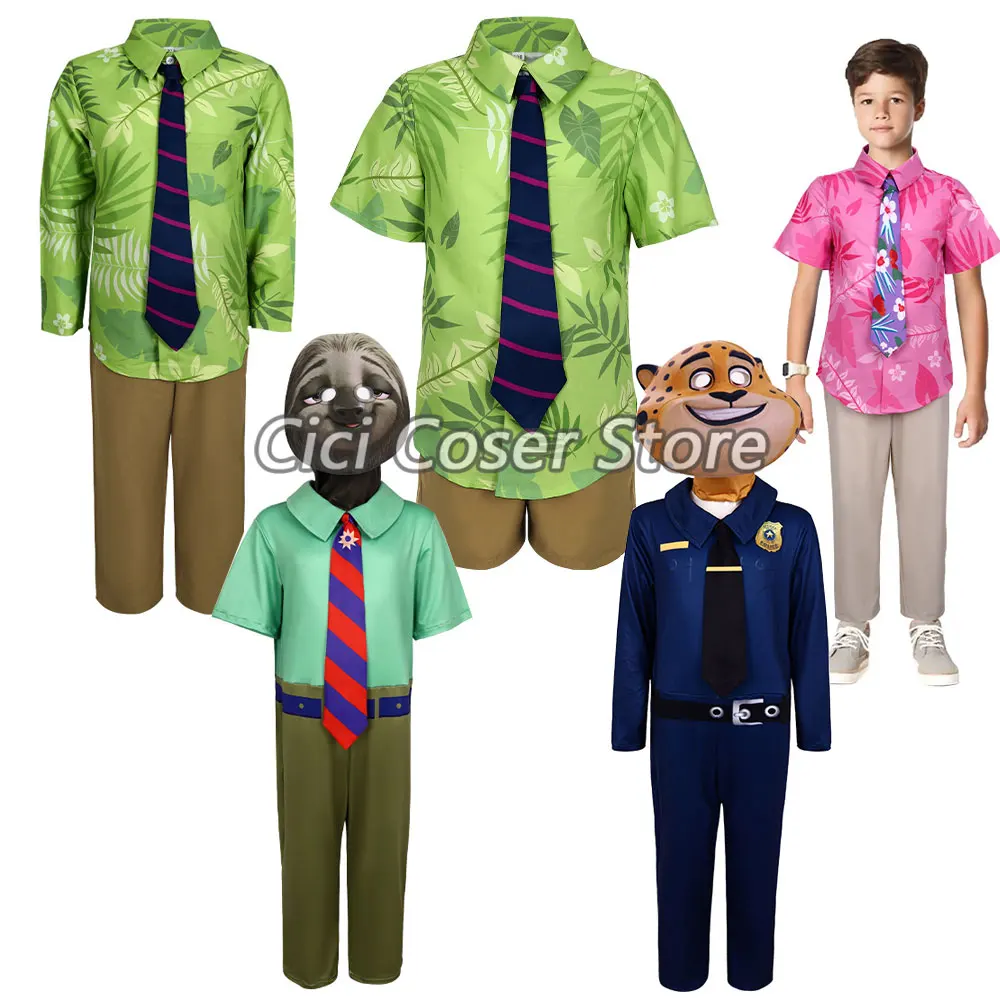 

Костюм для мальчиков на Хэллоуин, сумасшедшее животное, город, лиса, Ник, зеленая рубашка, костюм зоопарка, фоквивара, флэш-маска, аниме, карнавальная вечеринка, наряды для косплея