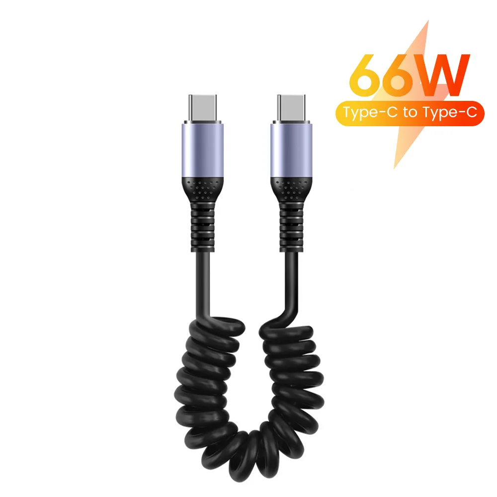 25 CM Naar 1 M Lente Korte Kabel USB Type C Snel Opladen Data Cord USB C Naar Type C Kabel voor iphone Lightning Auto Power Bank Cabo