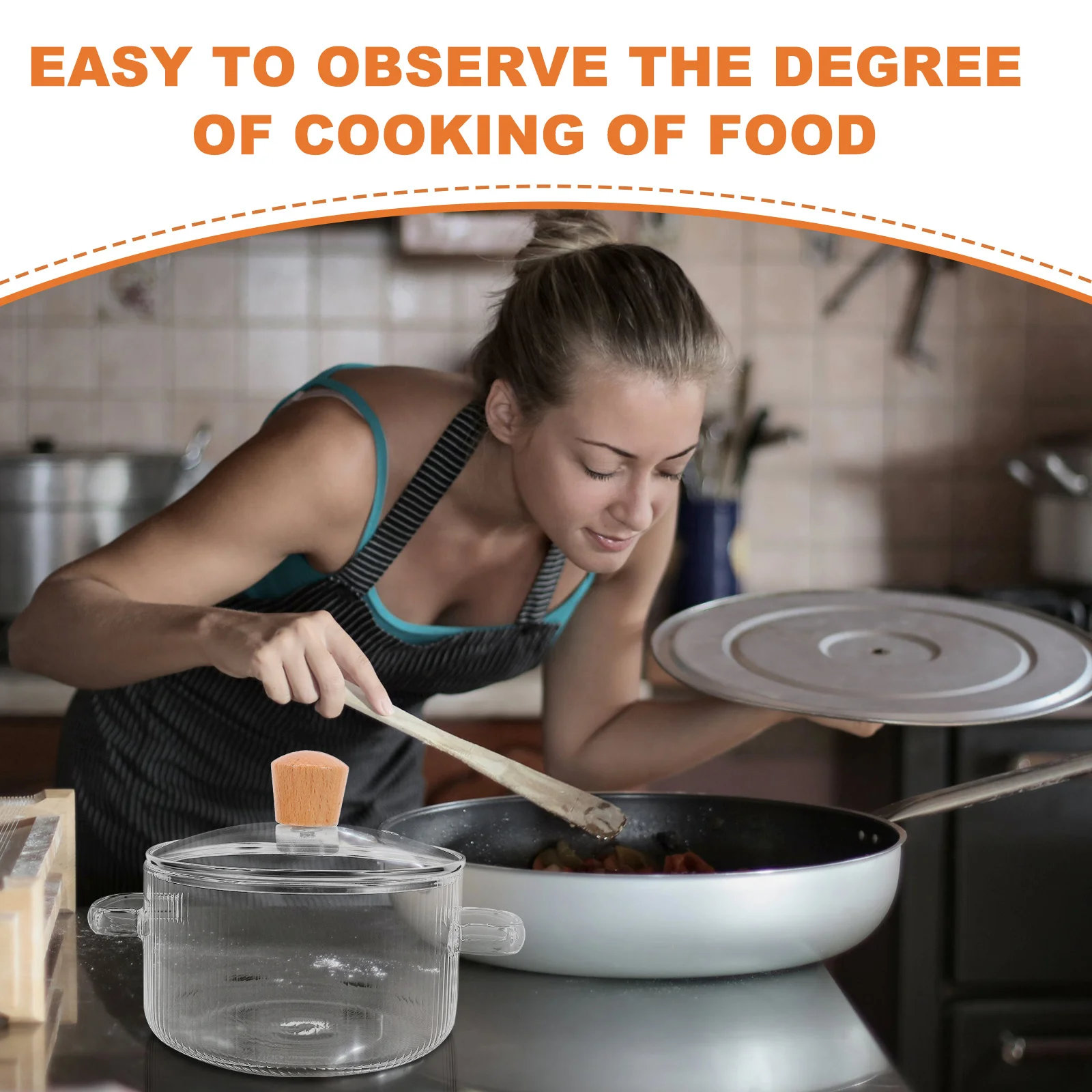 

Ergonomic Glass Soup Pot Clear Lid Double Handles Resistant Sudden Temperature Changes Kitchen Stockpot Home Stew Cooking