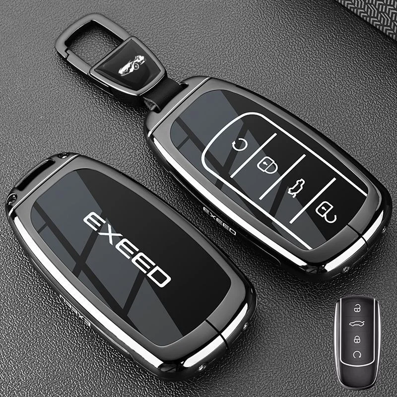 Zinc Alloy Car Key Case for Chery EXEED RX SUV Remote Decoration Cover Shell Keychain Ring Holder Fob Interior Accessories