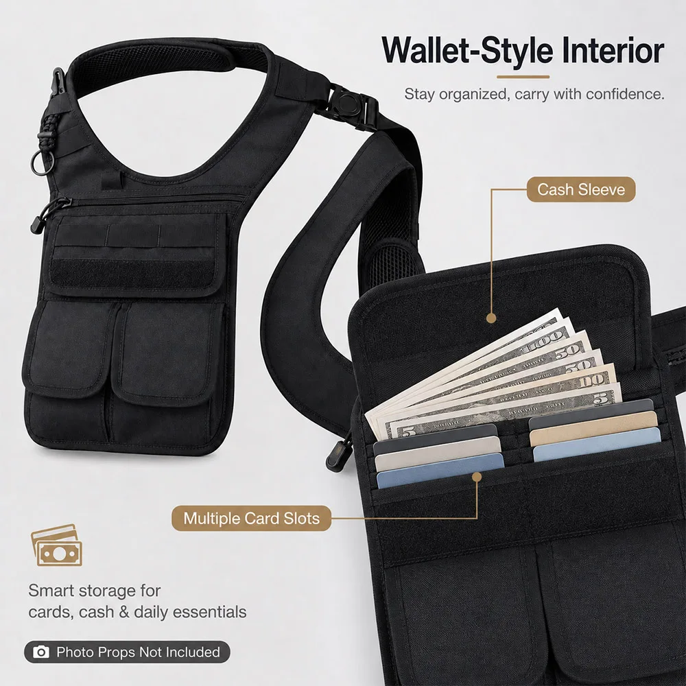 戦術的な隠しアンダーアームツールバッグ MOLLEマルチポケ - Edc Concealed Carry Sling Bag のレビューと価格