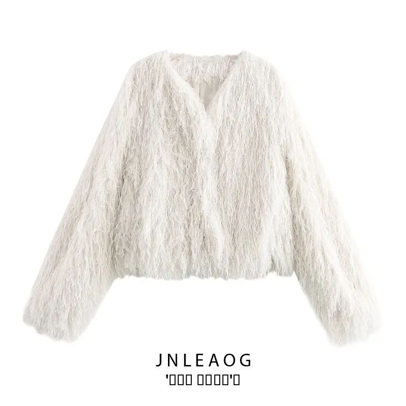 

JNLEAOG Faionable Metal Color Line Tassel Jaet Women's ort Outerwear Versatile Design Autumn New Arrival Ladies' Coat