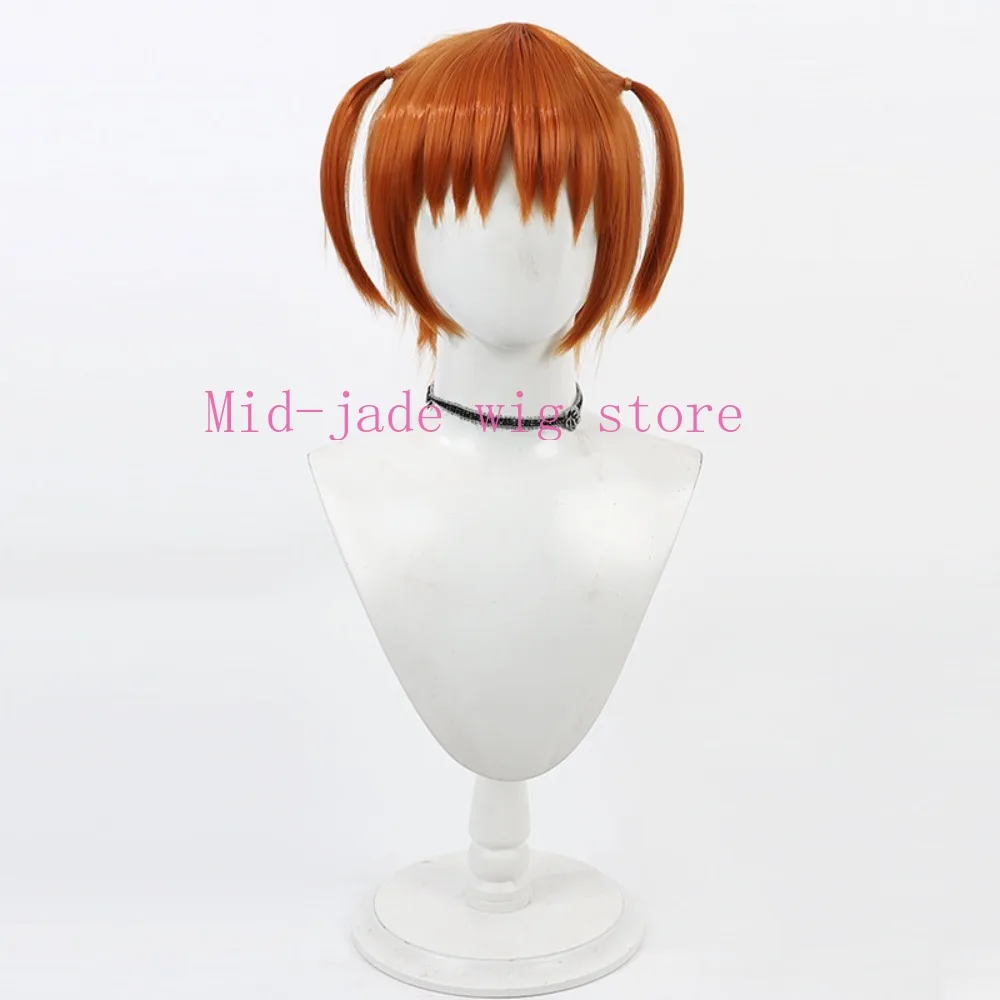 Anime Nanoha Takamachi Adult Version Cosplay Wig Long Orange Twin Braid Synthetic Hair for Anime Expo Stage Performance
