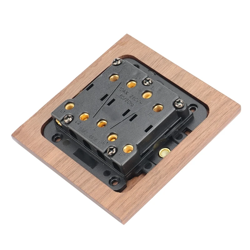 مقبس مفتاح الإضاءة على الطراز الصناعي الأمريكي القديم، لوحة تبديل نحاسية من الخشب الصلب، مفتاح البقاء المنزلي العتيق #4