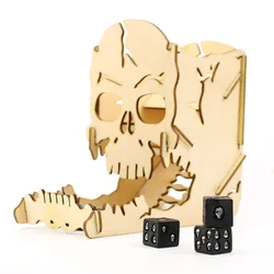 Skull Dice Tower Handicraft Wood Carving Dice Tray Dice Rolling Box for DND Board Game D&D RPG and Tabletop Gaming Best Gift